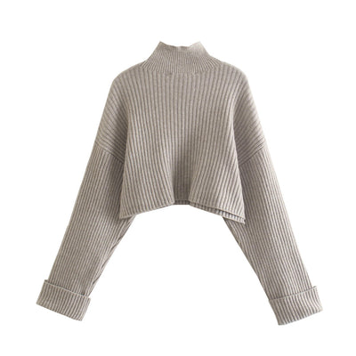 Suéter de Punto con Cuello Bajo y Rayas Verticales para Mujer
