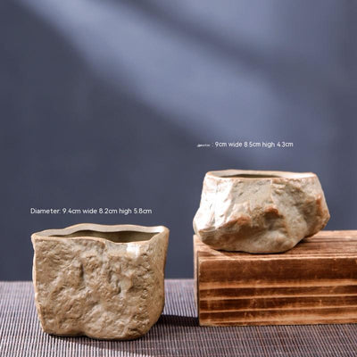 Maceta de Cerámica Rústica para Suculentas - Diseño Piedra Natural - Image 2