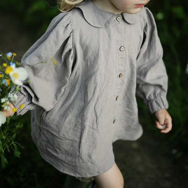 Blusa Princesa Niña Cuello Muñeca Algodón y Lino