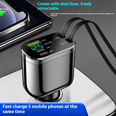 Cargador de Auto Encendedor Doble con Cable Flexible Plegable - Image 2