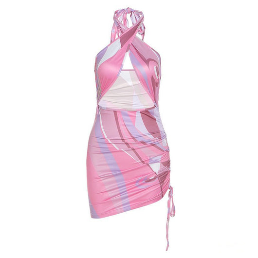 Vestido con Bolsa Cruzada de Cuello Halter y Cordón Ajustable - Image 7