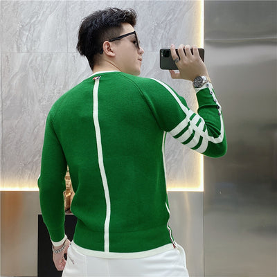 Suéter de Cuello Redondo a Rayas - Pullover Versátil para Hombre Joven - Image 13