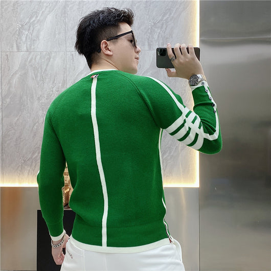 Suéter de Cuello Redondo a Rayas - Pullover Versátil para Hombre Joven - Image 13