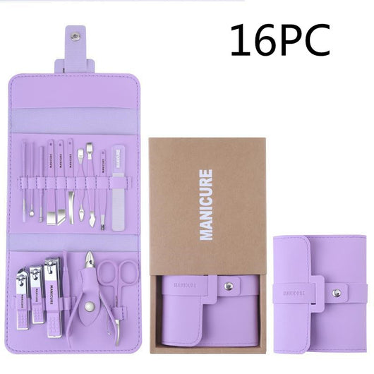 Kit Completo de 16 Herramientas de Manicura en Acero Inoxidable con Estuche PU - Image 15