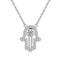 Women's Lucky Fatima Geometric Pendant Long Necklace Plateado