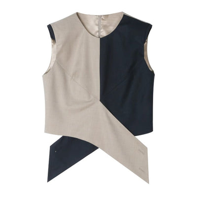 Jumpsuit Ejecutivo sin Mangas con Combinación de Colores - Image 11