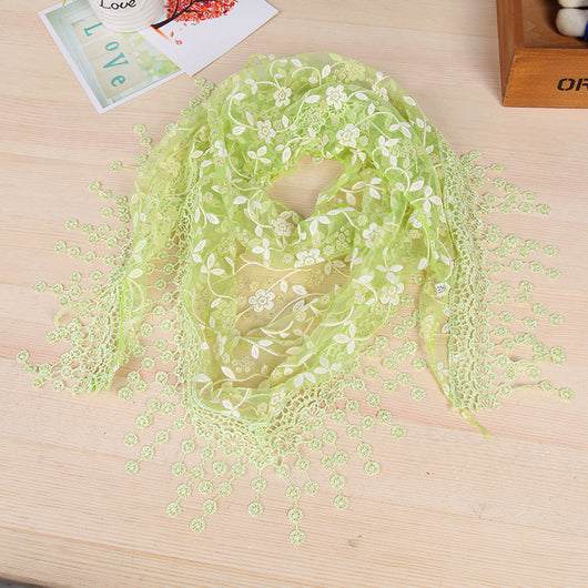 Pañuelo de Seda con Encaje y Flecos Creativos para Mujer - Image 36