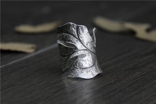 Anillo de Plata Esterlina con Hoja Vintage para Hombre y Mujer
