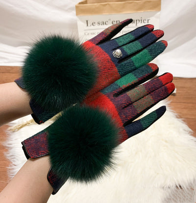 Guantes de Lana y Cachemira con Pompón de Piel de Zorro - Image 13