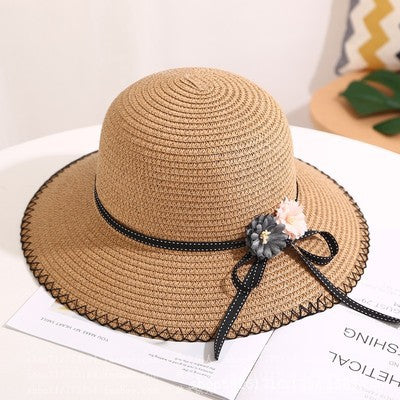 Sombreros Tejidos con Flores para Padres e Hijos - Protección Solar Playa - Image 4