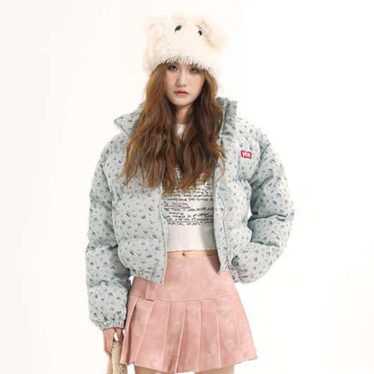 Abrigo Acolchado de Algodón con Estampado Floral Estilo Americano - Image 9