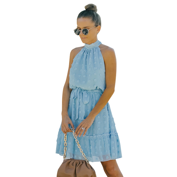 Vestido Halter de Chifón con Escotes Jacquard - Image 11