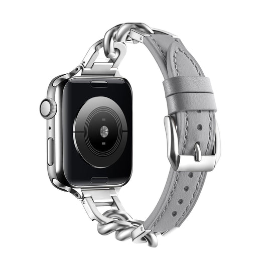 Correa Apple Watch Cuero y Acero Inoxidable con Cadena Denim - Image 9