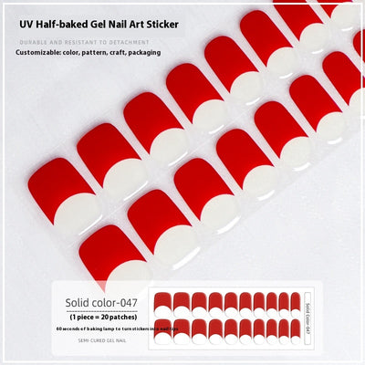 Pegatinas de Uñas Gel Francés Semicocidas Impermeables Color Sólido
