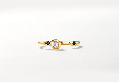 Anillo de Plata S925 con Circón Negro Natural para Mujer - Image 3