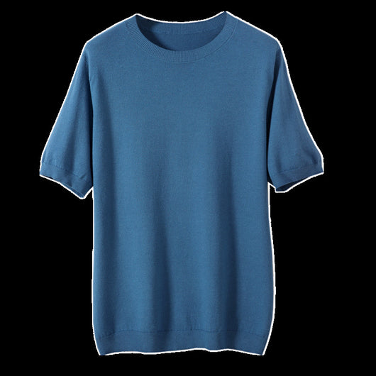 Camiseta Básica de Punto Cuello Redondo Manga Corta para Hombre - Image 17