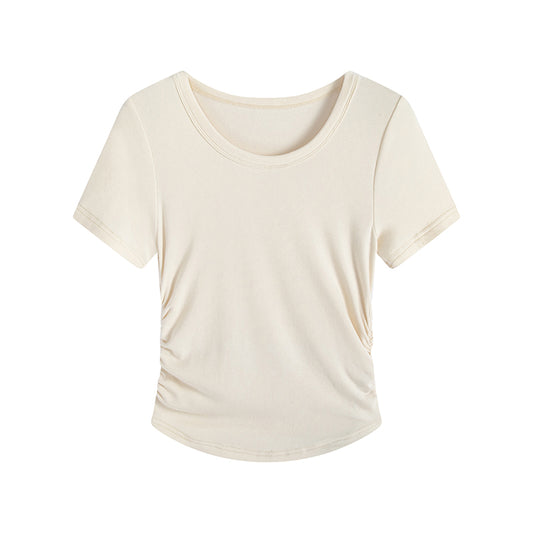 Blusa Plisada Talla Grande con Cintura Ajustable y Manga Corta - Image 2