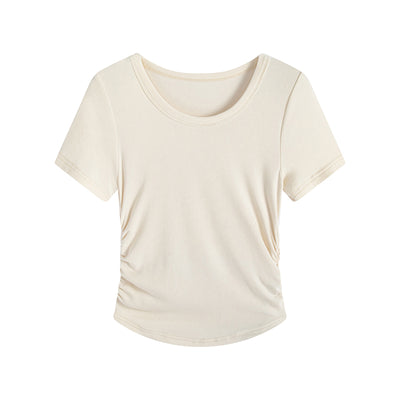 Blusa Plisada Talla Grande con Cintura Ajustable y Manga Corta - Image 2