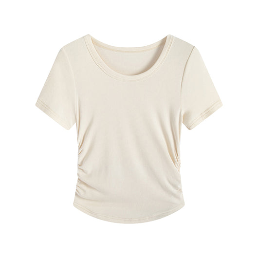 Blusa Plisada Talla Grande con Cintura Ajustable y Manga Corta - Image 2