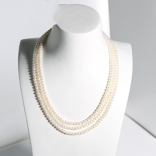 Collar de Perlas de Agua Dulce en Tres Capas - Image 11