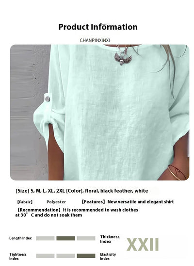 Blusa Casual de Cuello Redondo Diseño Elegante y Minimalista para Mujer - Image 17