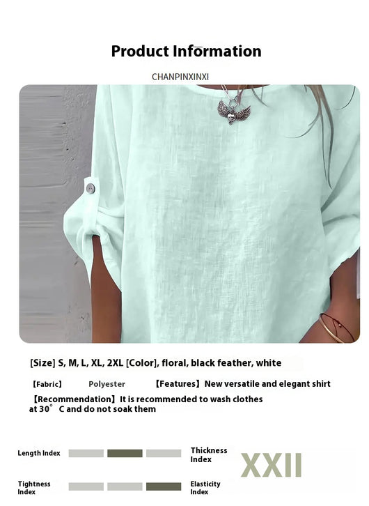 Blusa Casual de Cuello Redondo Diseño Elegante y Minimalista para Mujer - Image 17