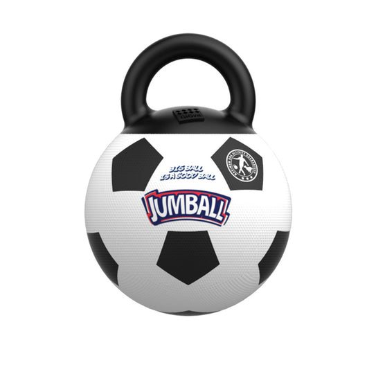 Orange basketball dog toy with a kettlebell-style handle, labeled GiGwi Jumball, for medium to large dogs. - Image 6