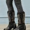 Botas Altas de Tacón Fino con Punta Afilada Estilo Retro Europeo