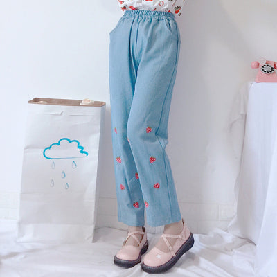 Jeans con Bordado de Fresa - Image 10