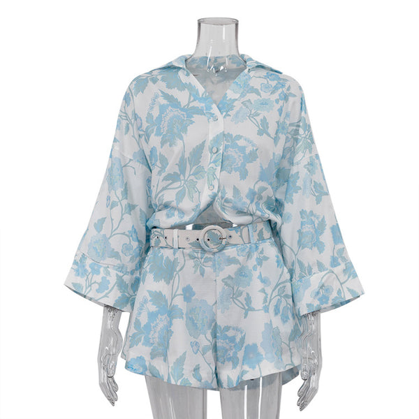 Conjunto de Dos Piezas: Camisa Suelta Larga y Short Talle Alto con Cinturón - Image 6