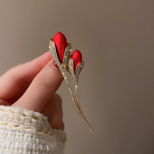 Broche Tulipán Rosa Diamante - Accesorio Elegante de Temperamento Refinado - Image 10