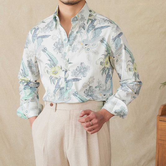 Camisa de Algodón Estampada Manga Larga para Hombre - Image 2