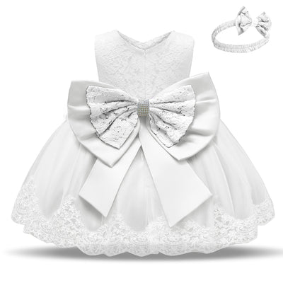 Vestido de Princesa para Primer Año con Moño y Encaje - Image 9