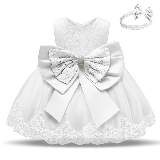 Vestido de Princesa para Primer Año con Moño y Encaje - Image 9