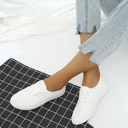 Zapatillas de Lona con Cordones Estilo Coreano Blancas para Estudiantes - Image 3