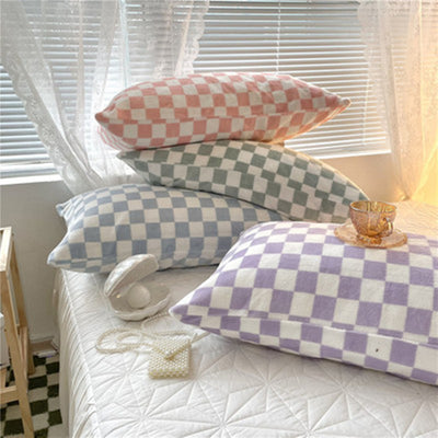 Par de Fundas de Almohada Franela Escocesa Coral Suave