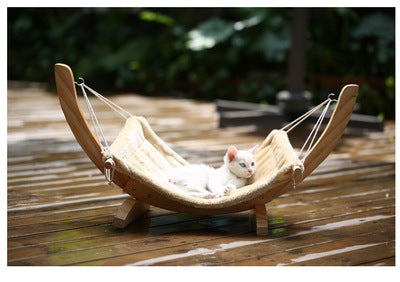 Cama Hamaca para Gatos de Madera - Descanso Cómodo y Seguro