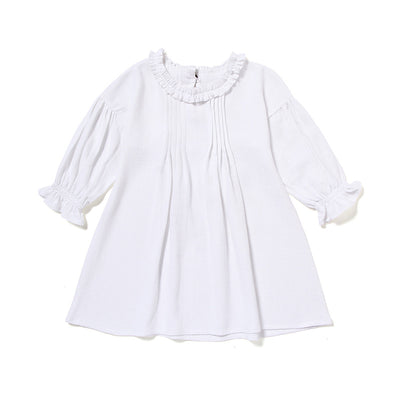 Vestido Infantil de Lino con Encaje y Mangas Largas - Image 16