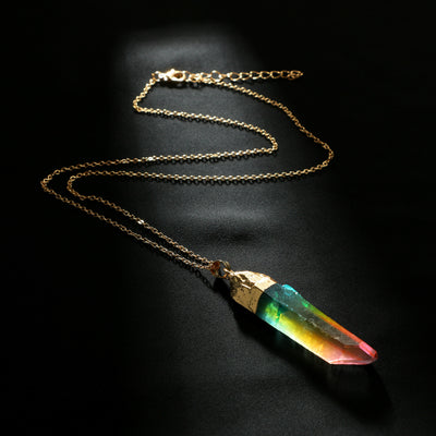 Colgante de Cristal Mixto Cilíndrico con Borde Dorado - Image 3