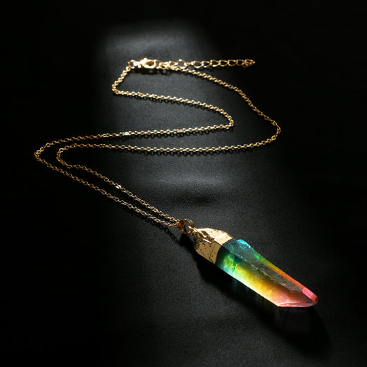 Colgante de Cristal Mixto Cilíndrico con Borde Dorado - Image 3