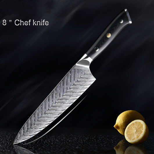 Juego de Cuchillos Damasco para Filetear con Patrón de Espina de Pescado - Image 6