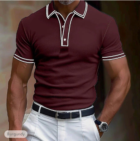 Polo Casual para Hombre con Detalle de Franja en Solapa - Image 2