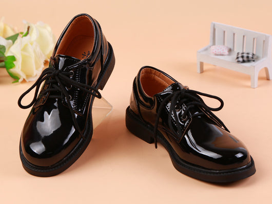 Zapatos Escolares de Cuero Niño Estilo Británico Blanco y Negro - Image 3