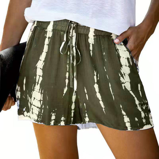 Shorts Anchos Tie-dye a Rayas Estilo Europeo Americano para Verano - Image 10