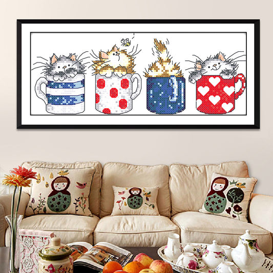 Punto de Cruz Gatito en Taza - Diseño Adorable Bordado - Image 2