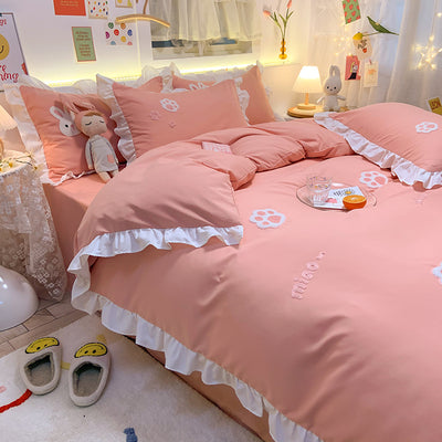 Juego de Cama Infantil 4 Piezas Estilo Princesa con Corazones - Image 17