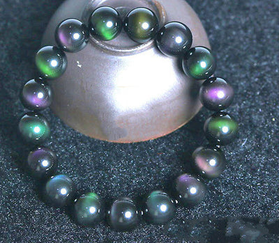 Pulsera de Obsidiana con Ojo de Arcoíris - Púrpura y Verde - Image 4