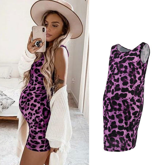 Vestido Premamá Estampado Leopardo sin Mangas para Verano - Image 3