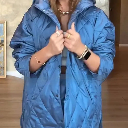 Chaqueta Acolchada Ligera con Capucha para Mujer - Diseño Rombo Casual - Image 7