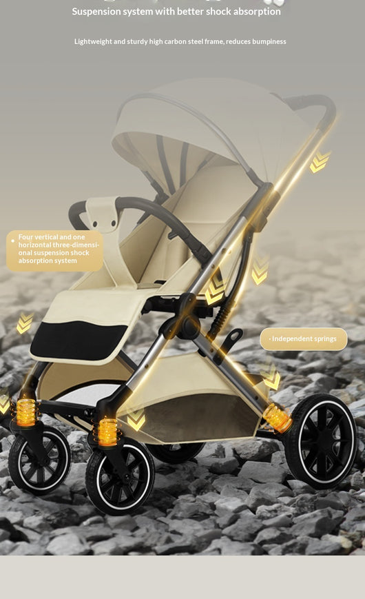 Cochecito de Bebé Reclinable Plegable con Suspensión de 4 Ruedas - Image 14